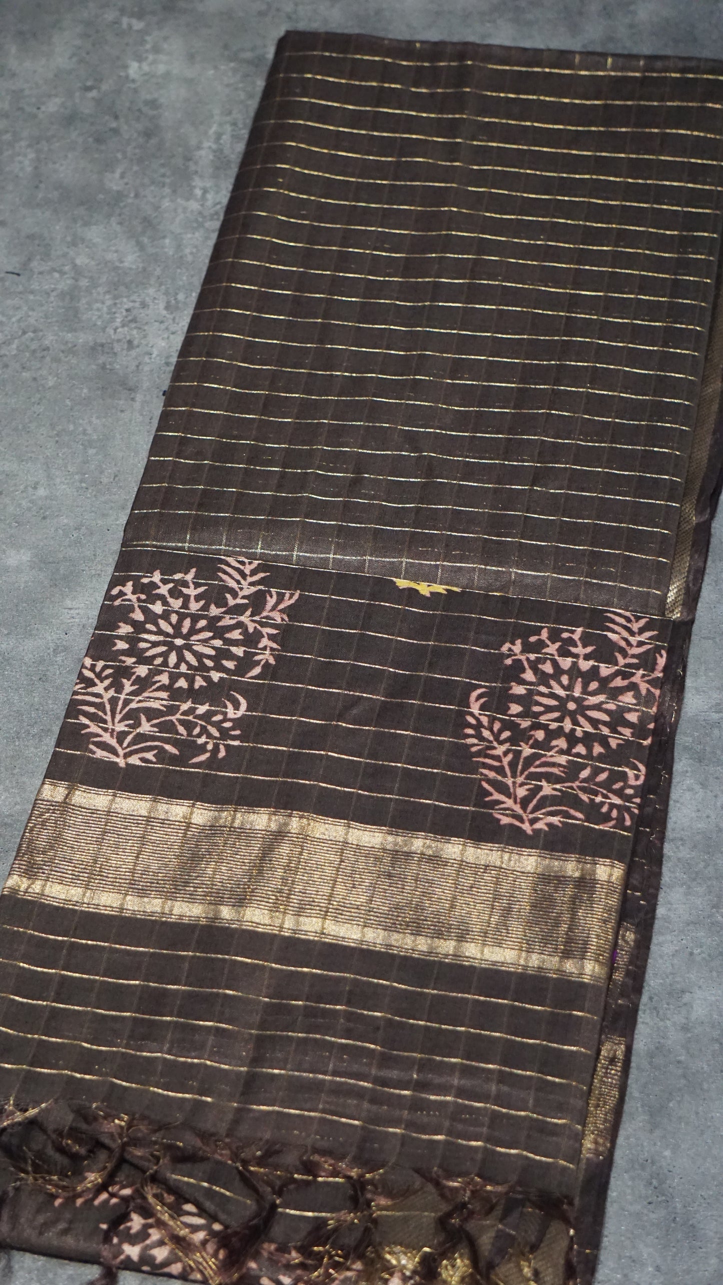 Bhagalpur Cotton Saree Checks Brown