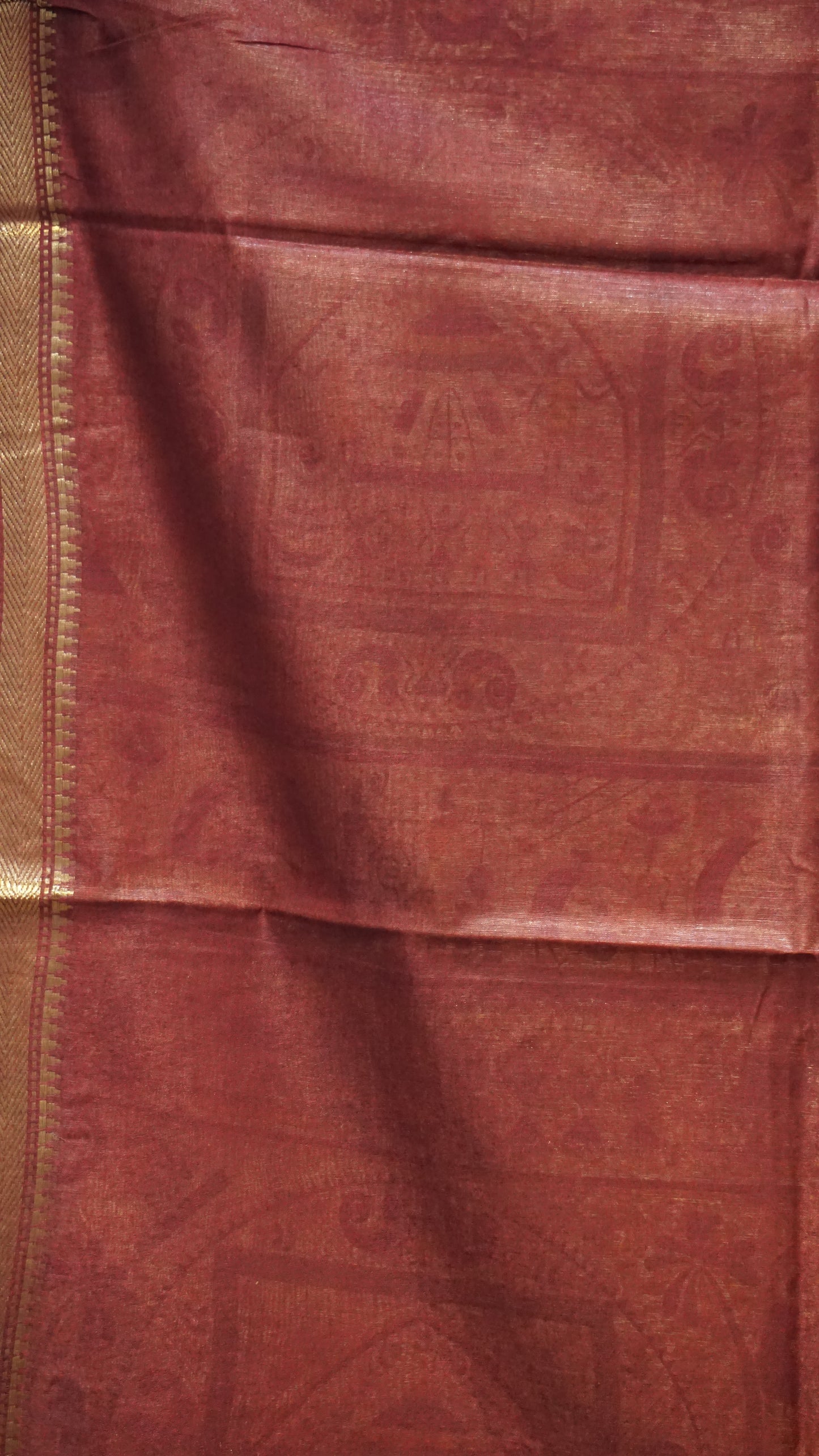 Semi Linen Kalamkari Saree Maroon