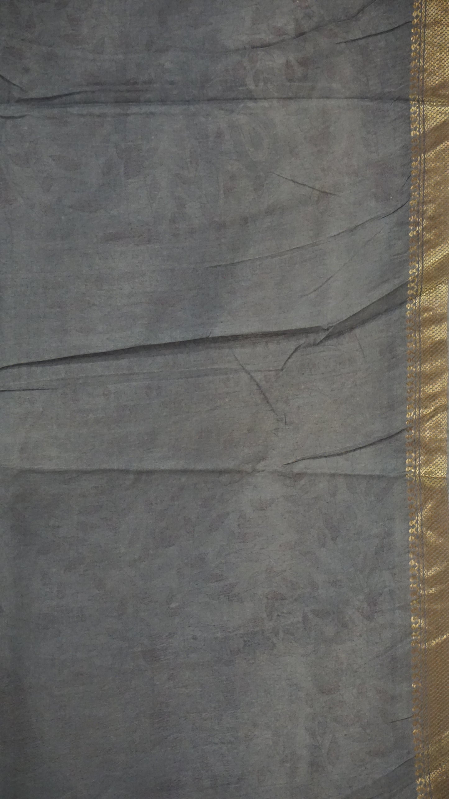 Semi Linen Grey Saree With Madhubani Print