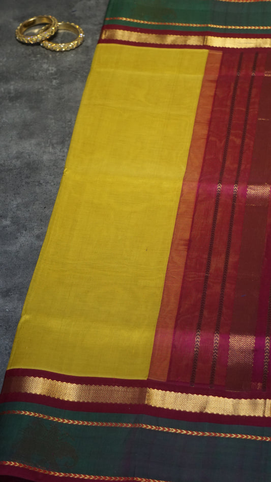 Silk Cotton Saree Yellow