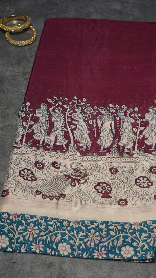 Chiralam Saree Wine