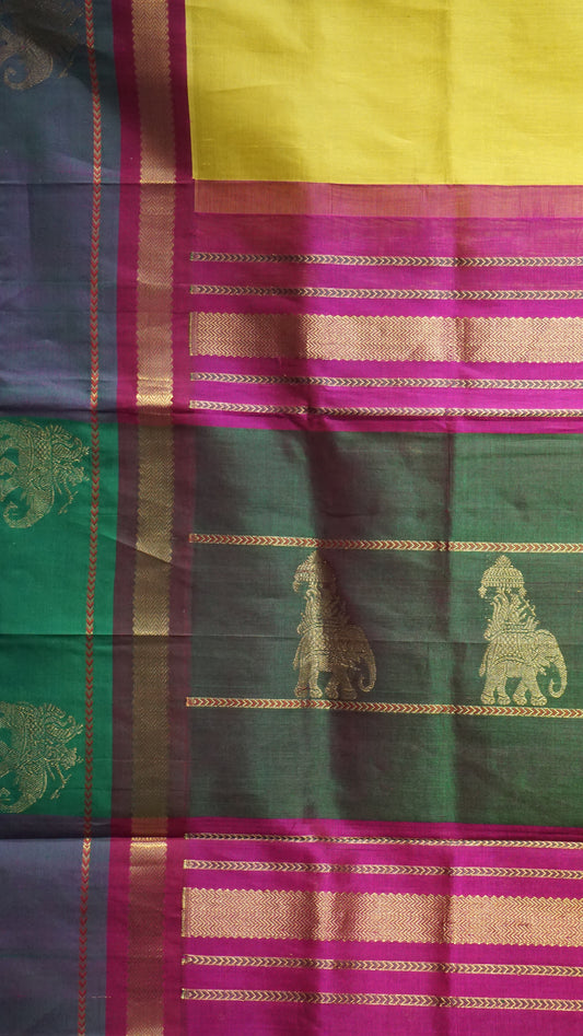 Silk Cotton Saree Yellow