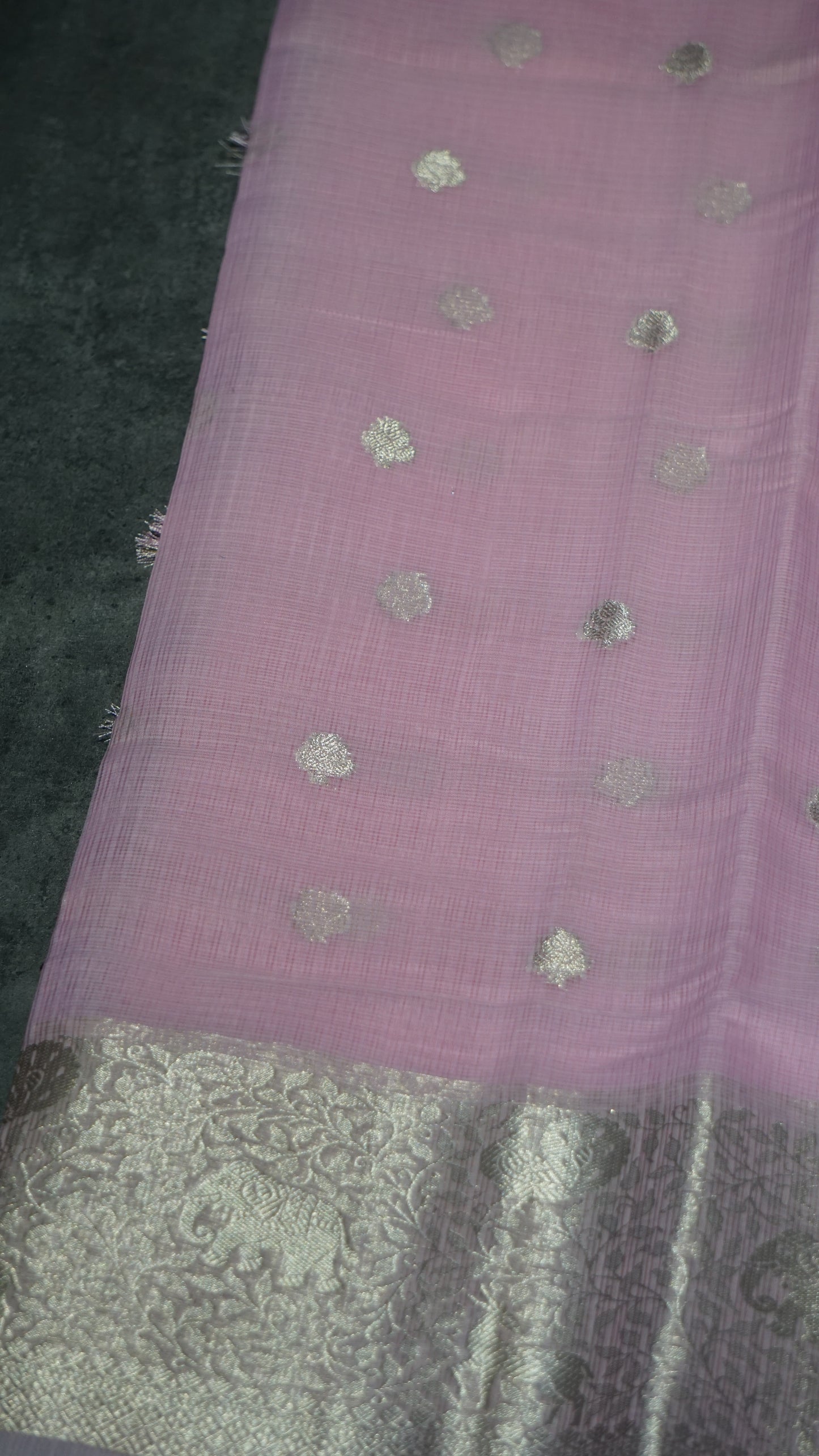 Art Zari Kota Pastel Saree Baby Pink