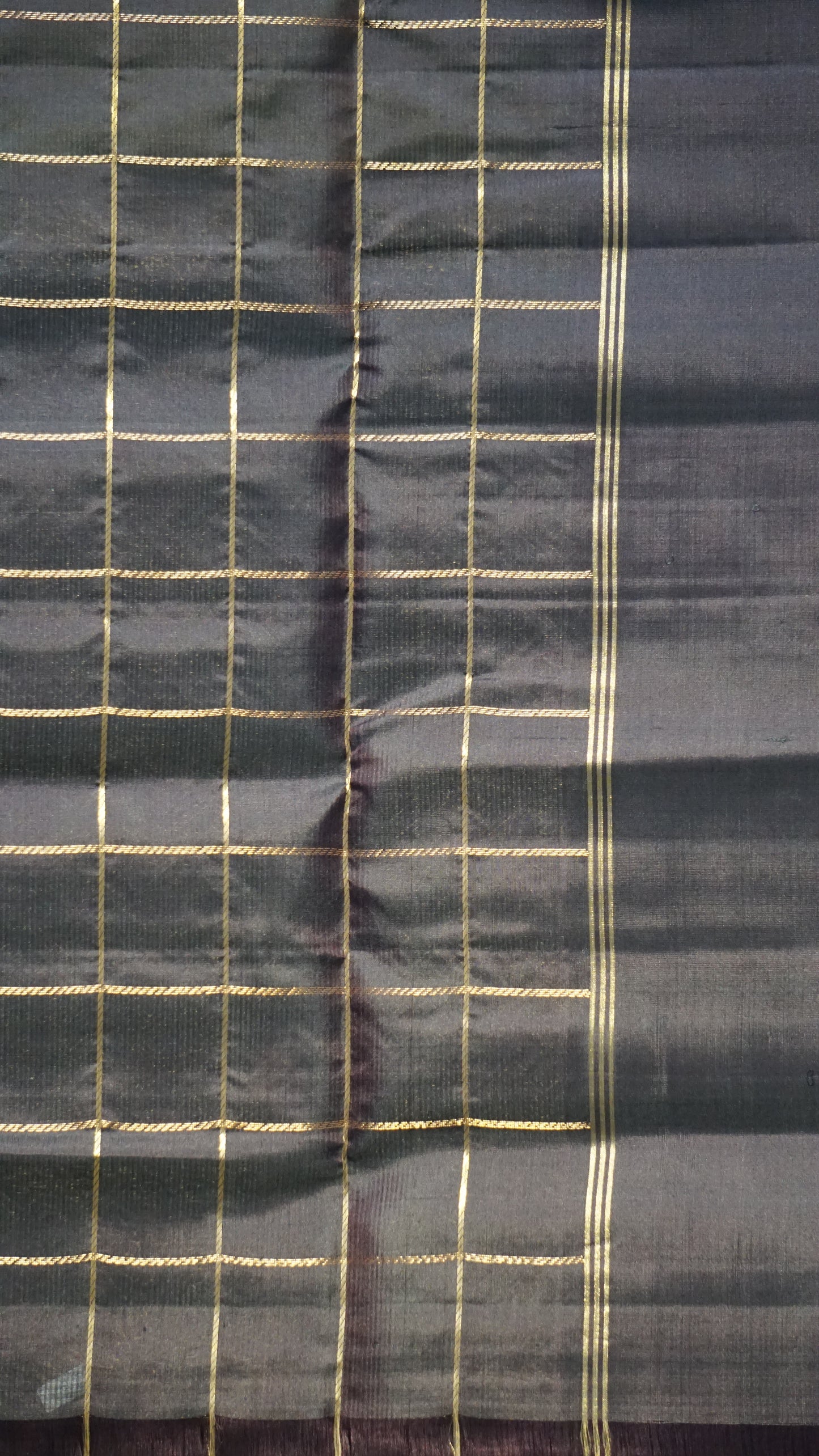 Pure Soft Silk Saree Long Border Checks Light Green - Brown