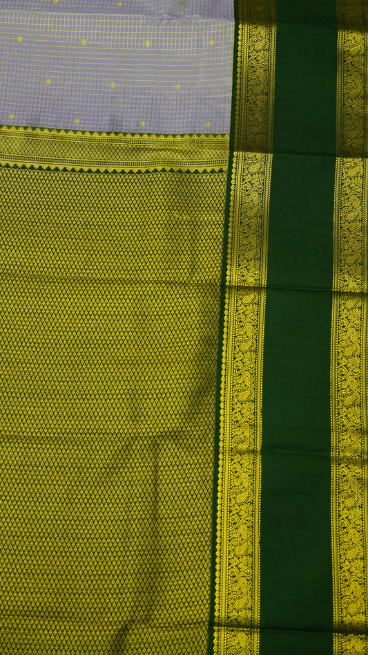 Semi Kanjivaram Silk Saree -Checks Rettapet Lavender
