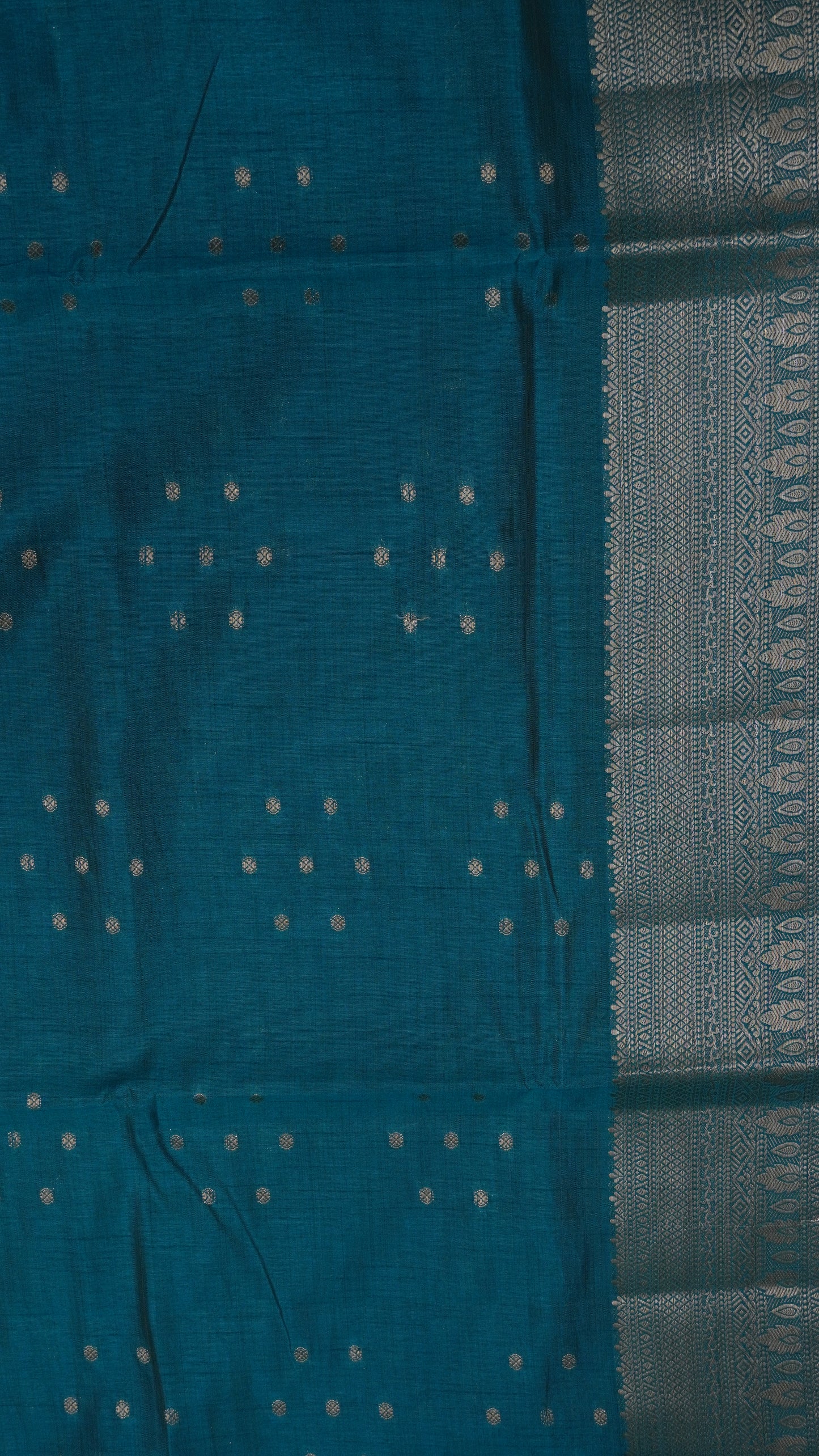 Semi Tussar Saree - Kolam Buta Peacock Green