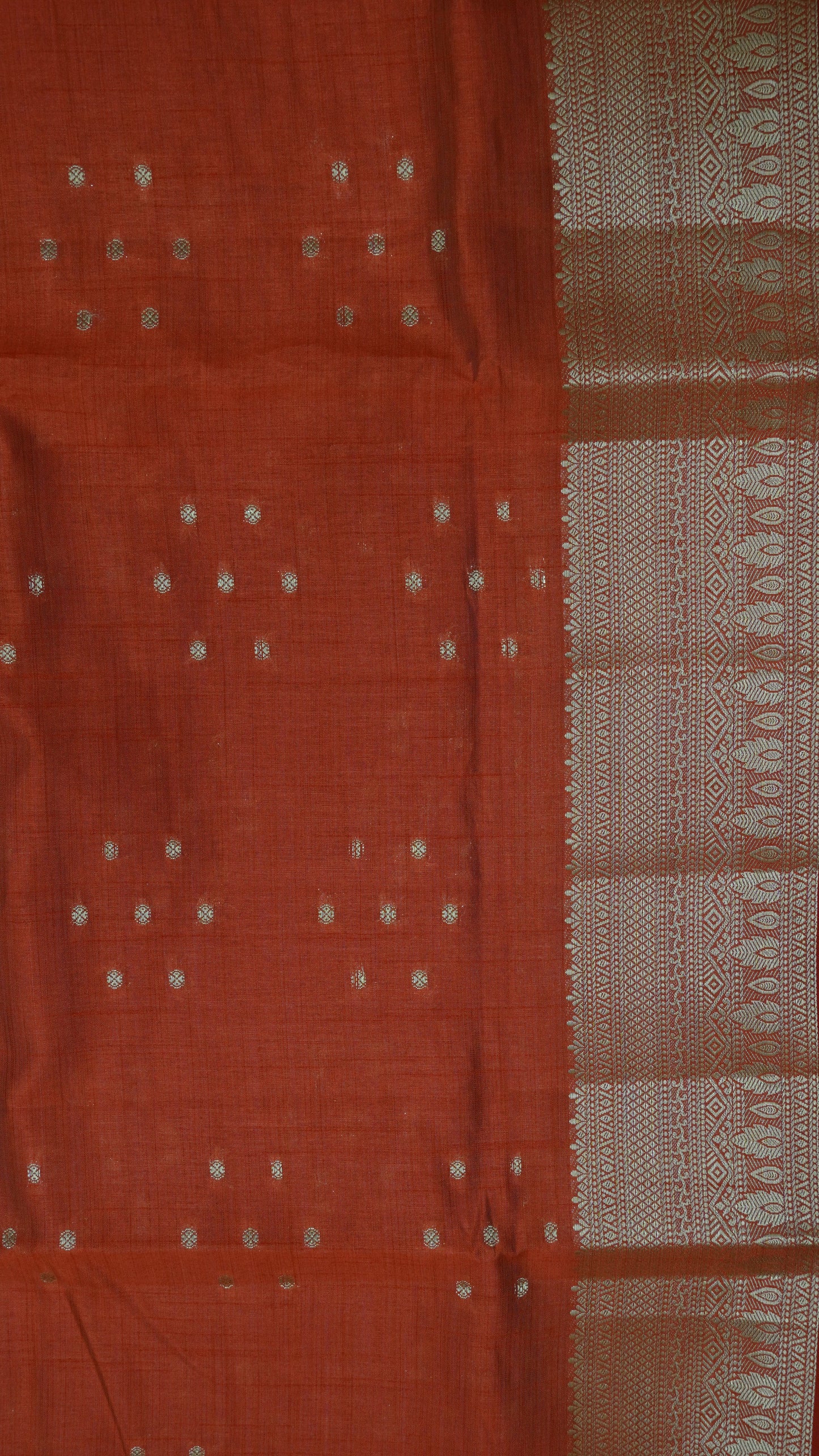 Semi Tussar Saree - Kolam Buta Red