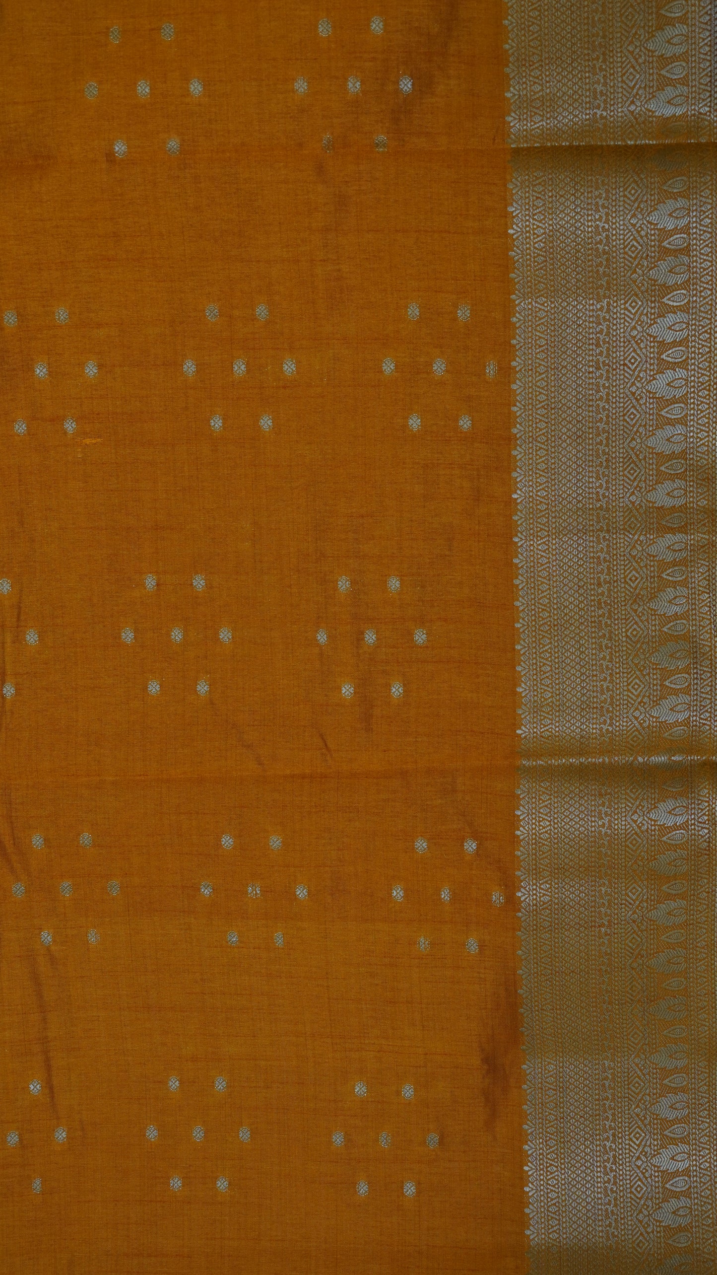 Semi Tussar Saree - Kolam Buta Orange