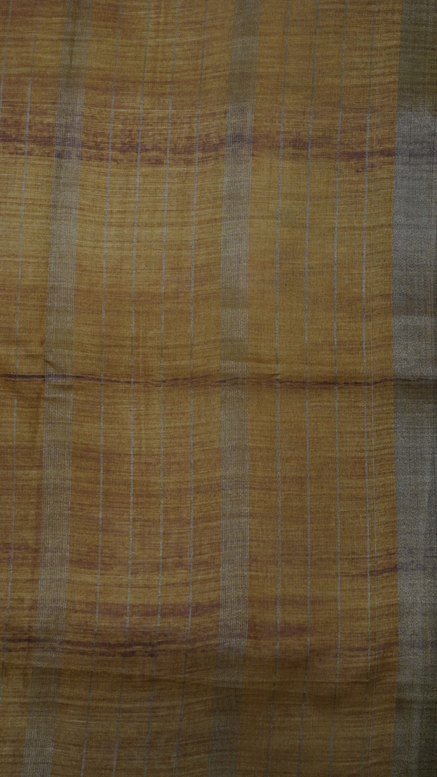 Semi Tussar Saree - Tower Border Mustard