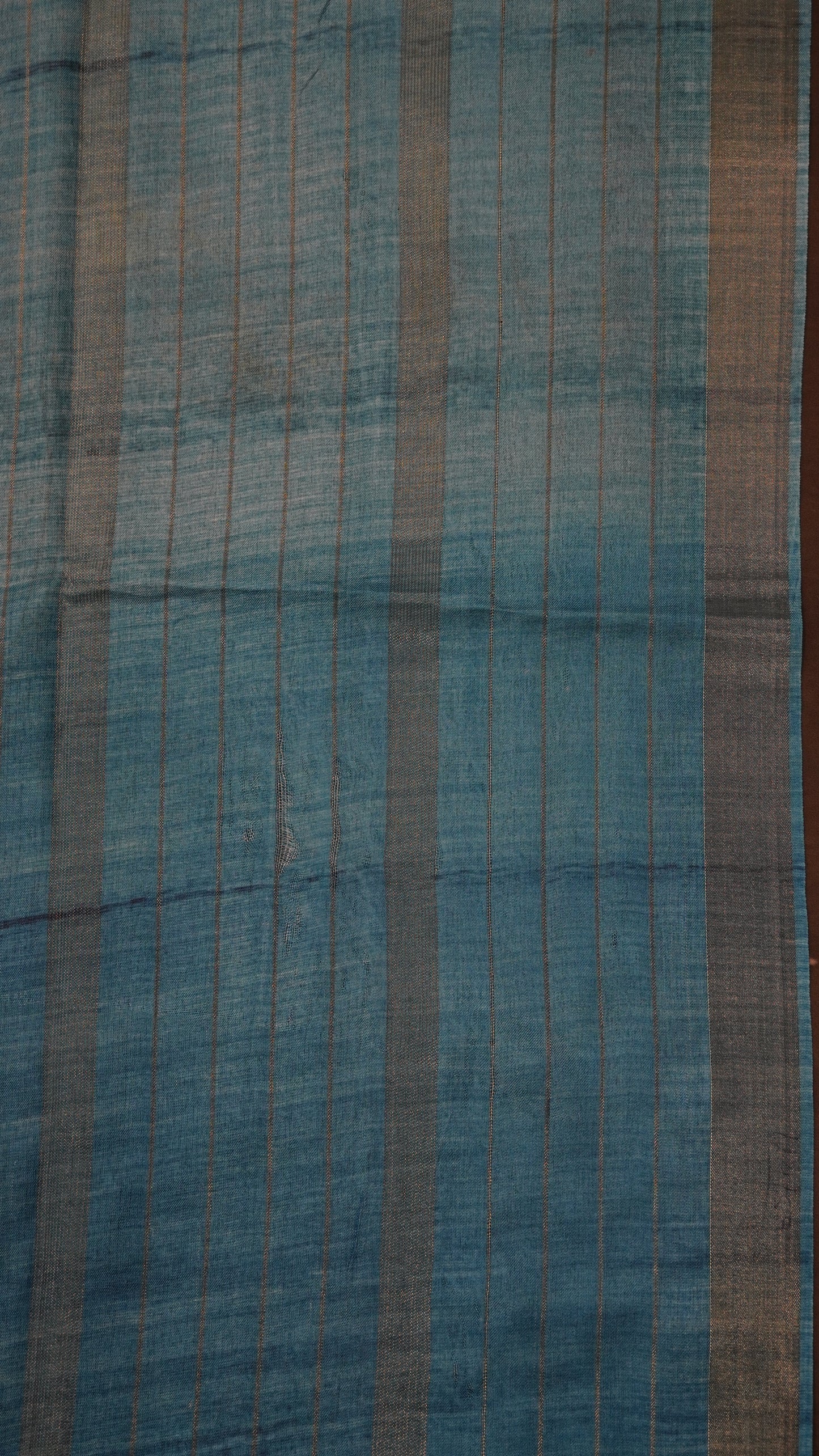 Semi Tussar Saree - Tower Border Sky Blue