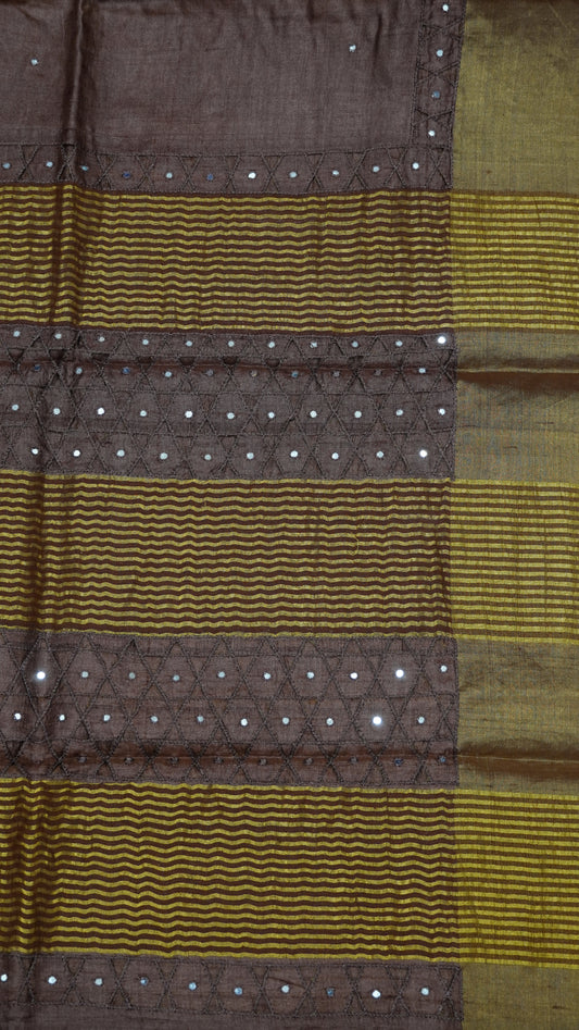 Pure Tussar Saree - Brown
