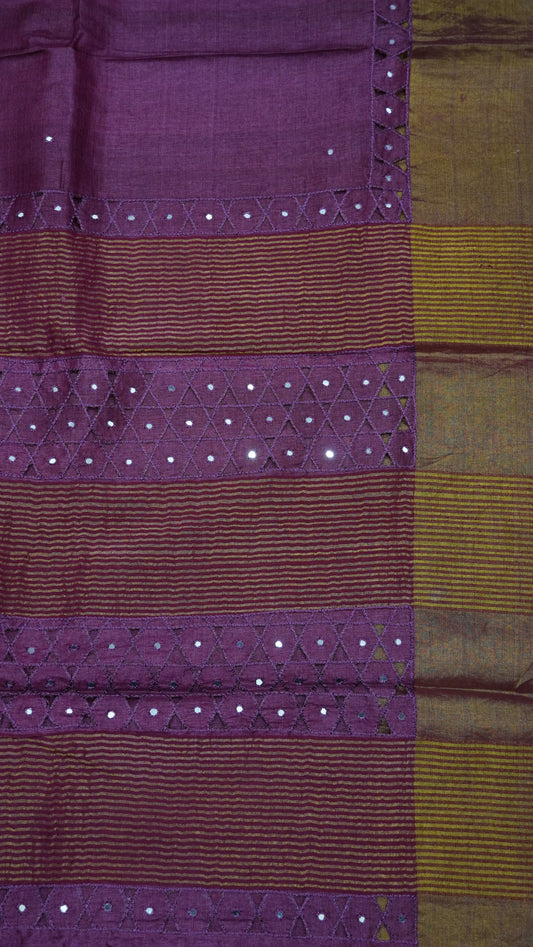 Pure Tussar Saree - Wine