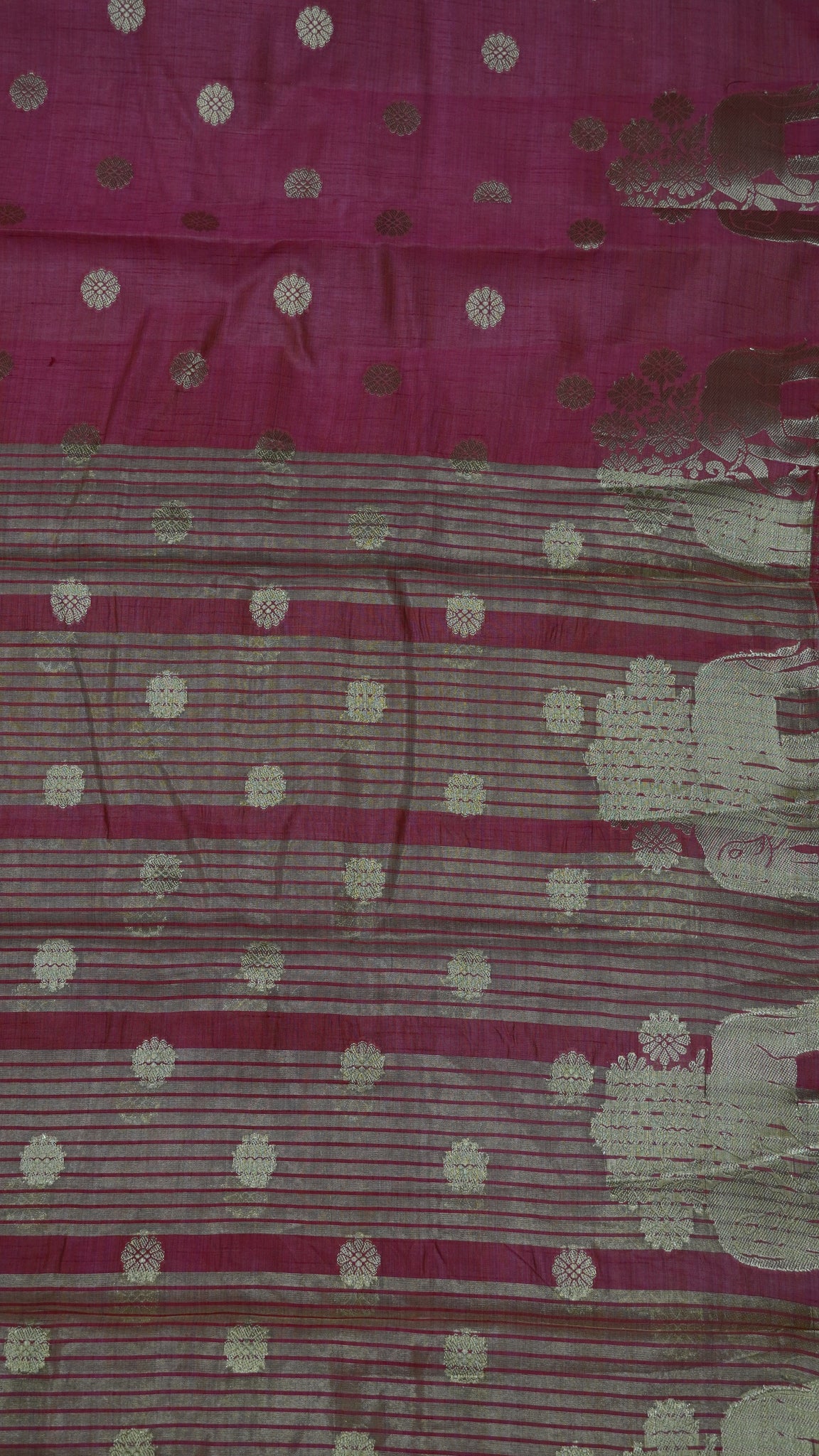 Semi Tussar Saree - Elephant Butta-Pink