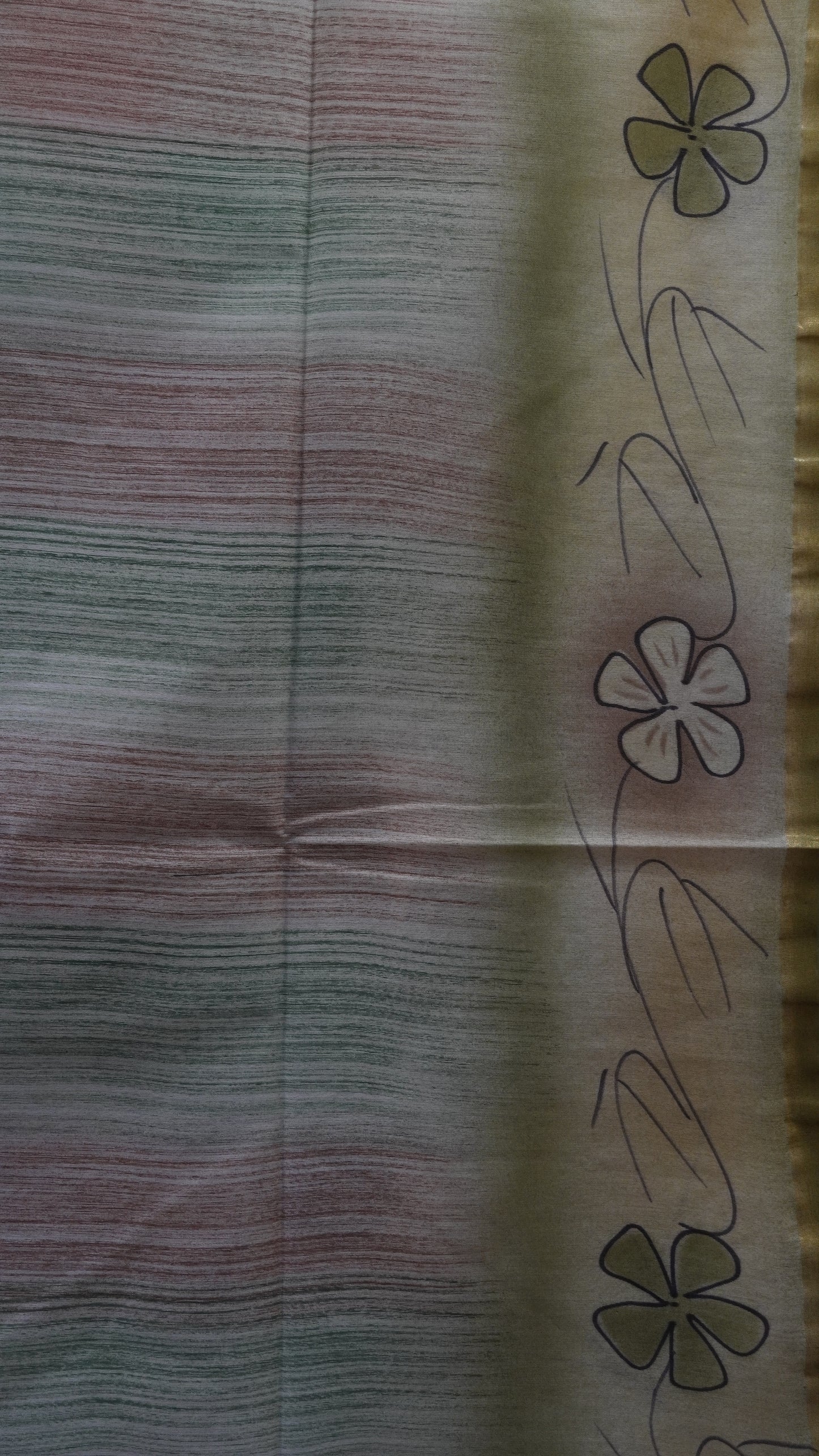 Bhagalpur Tussar Saree- Olive Green