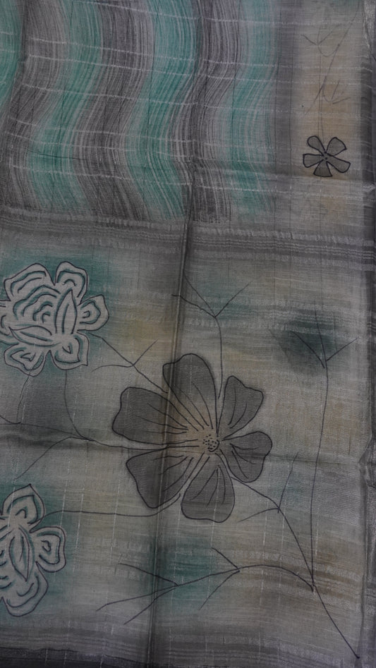 Bhagalpur Tussar Saree- Sea Green