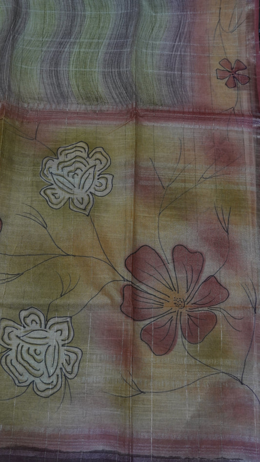 Bhagalpur Tussar Saree- Pink