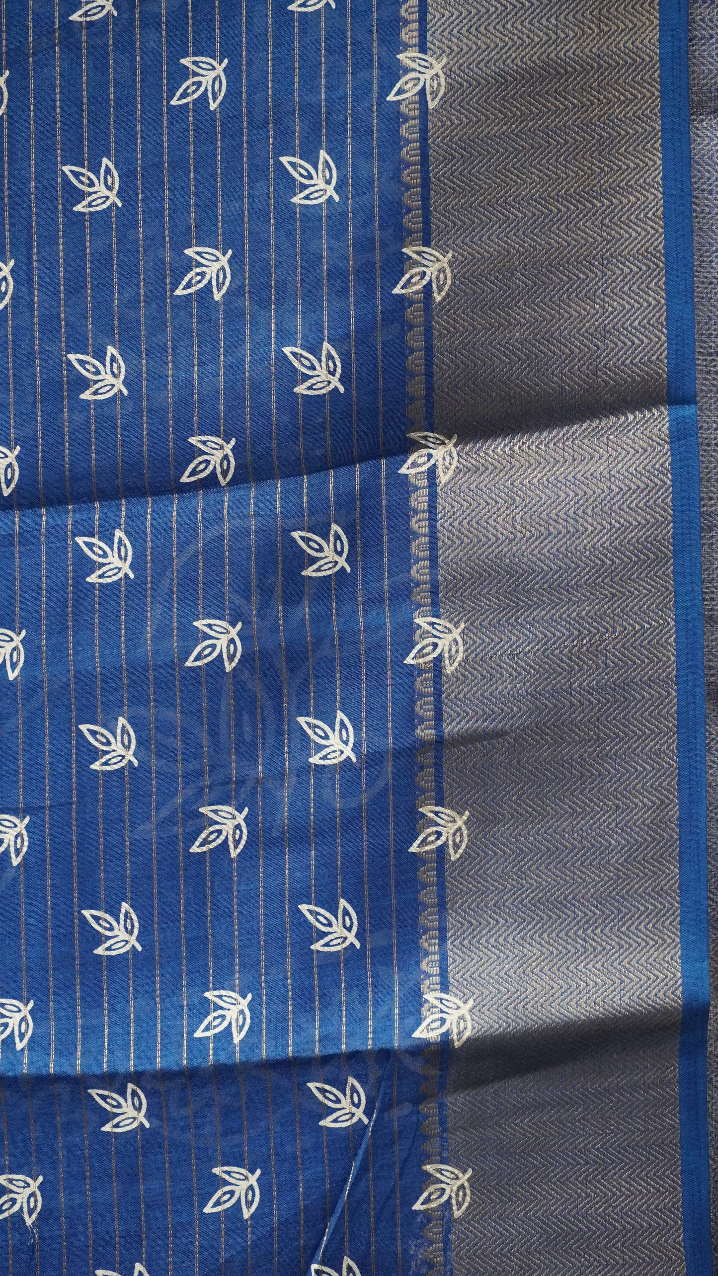 Dola Silk Saree Floral Print - Blue