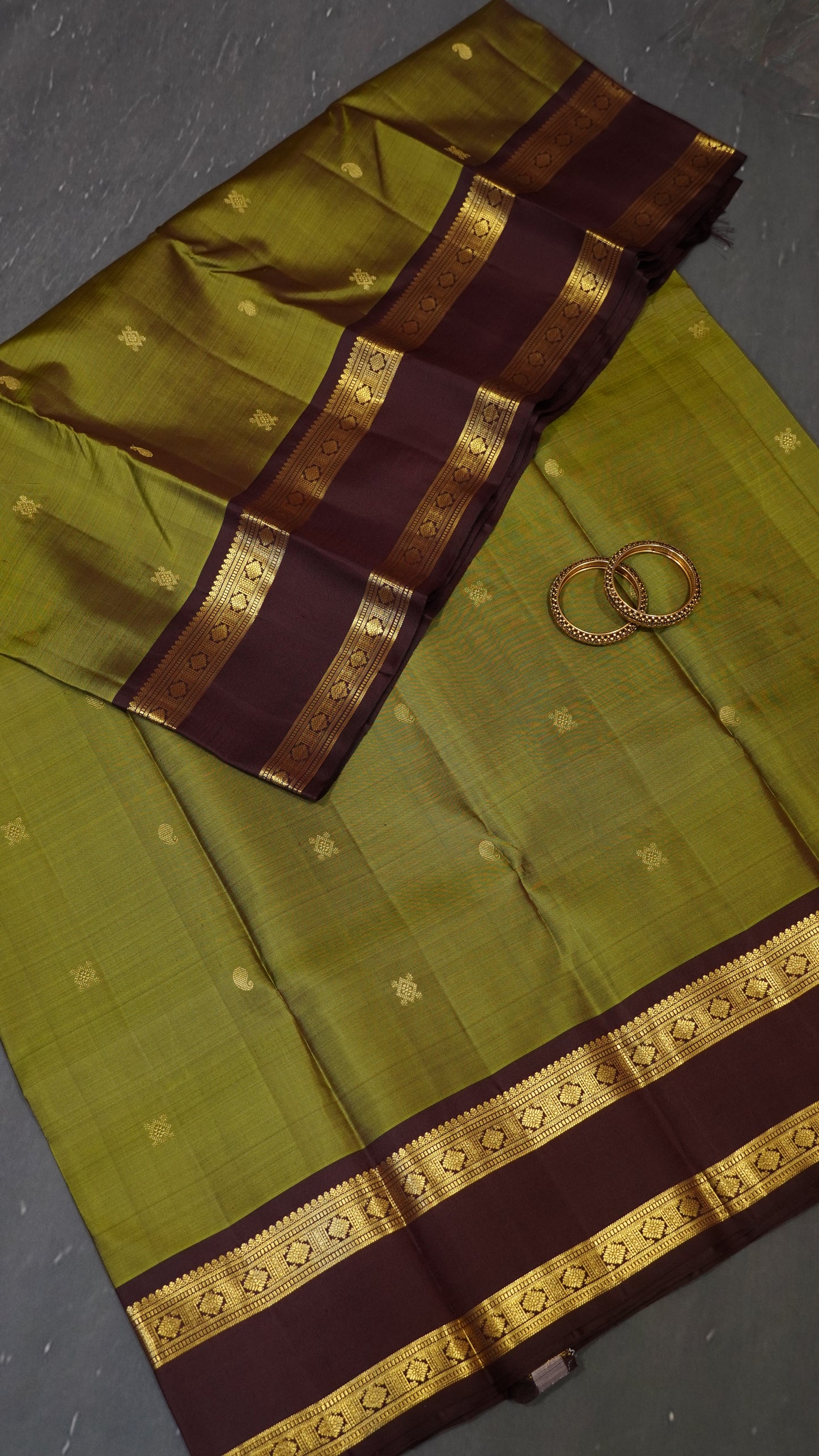 Pure Kanchipuram Silk Saree - Olive Green