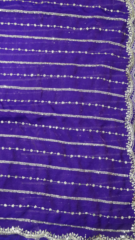 Space Silk Saree - Lines Designer Purple