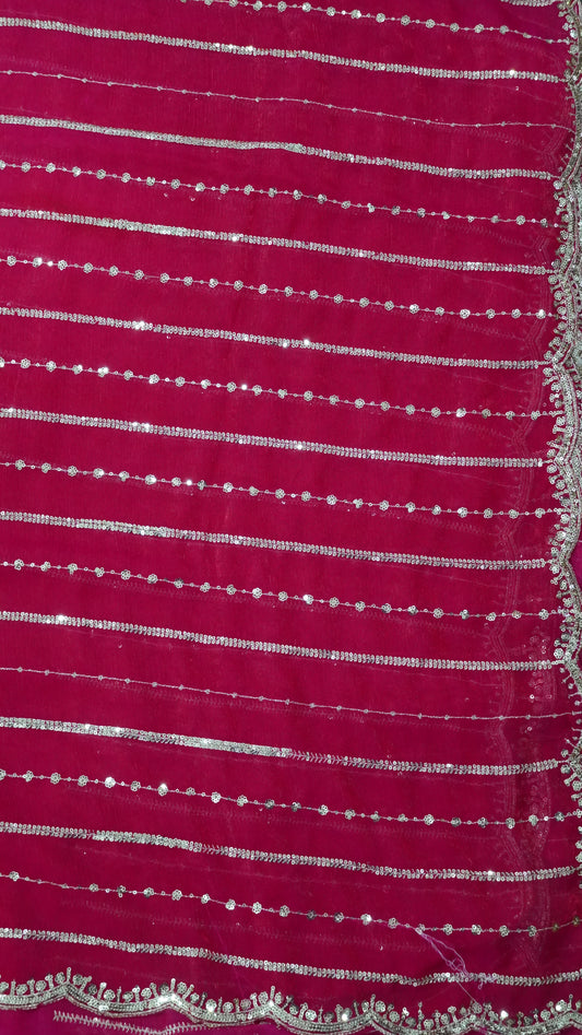 Space Silk Saree - Lines Designer Red