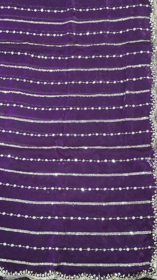 Space Silk Saree - Lines Designer Wine