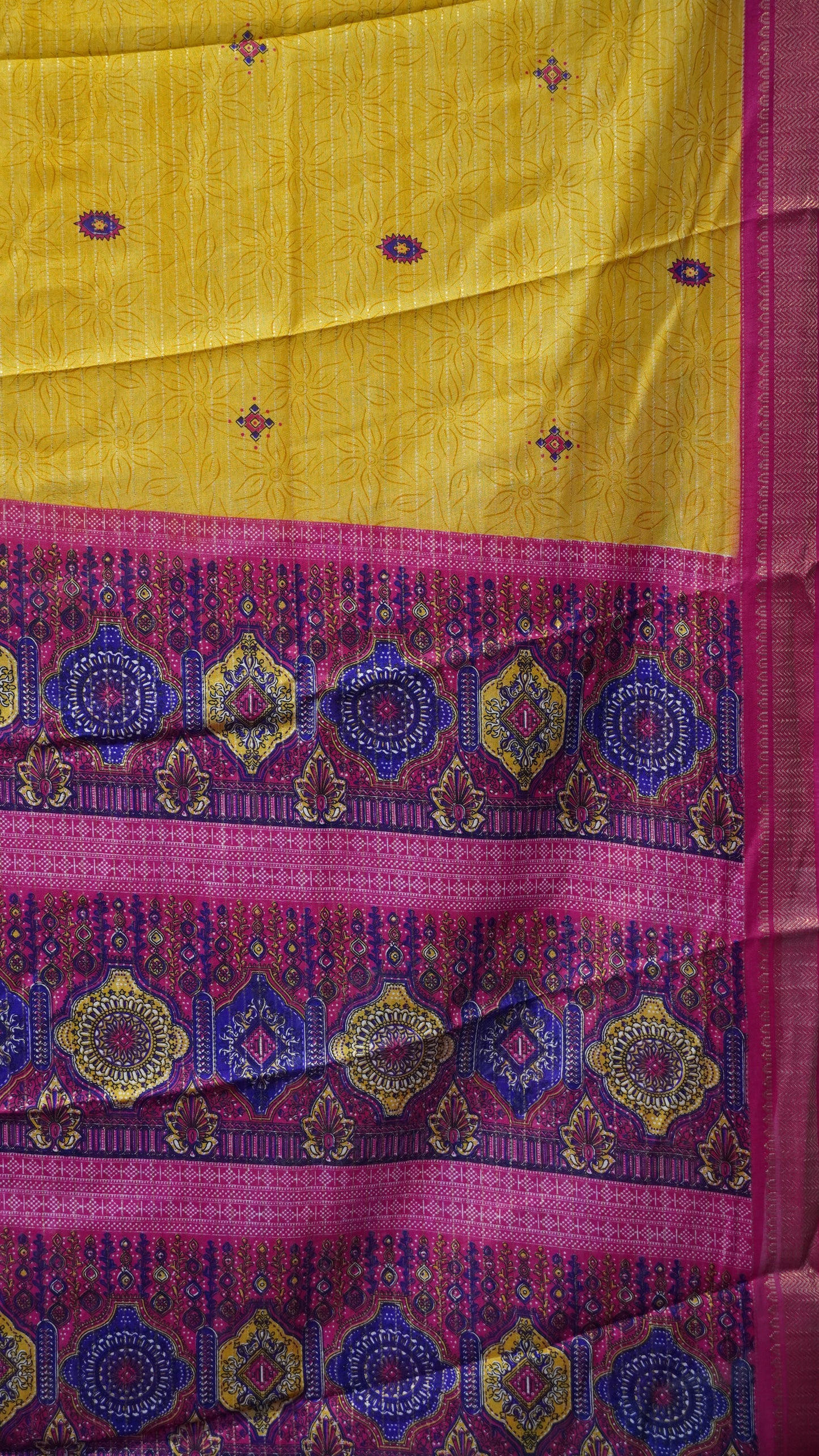 Dola Silk Saree Zari lines- Mustard