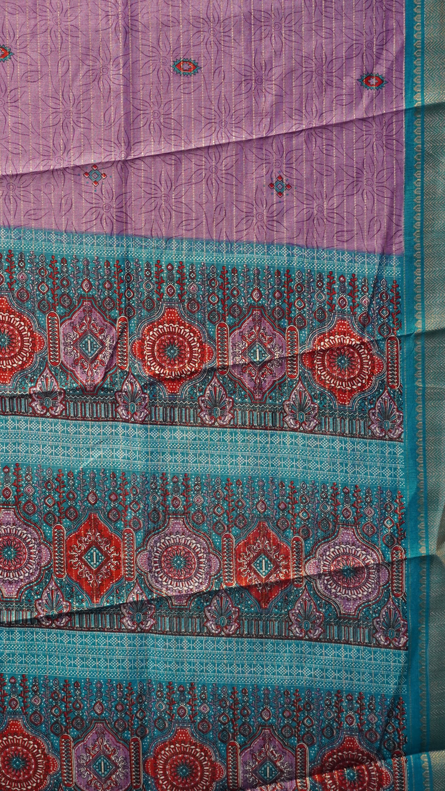 Dola Silk Saree Zari lines-Lavender