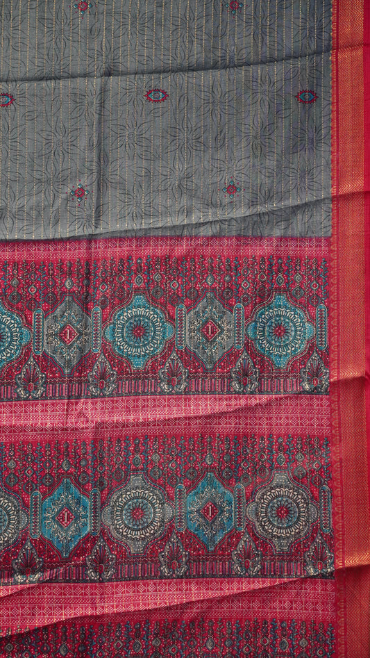 Dola Silk Saree Zari lines-Blue