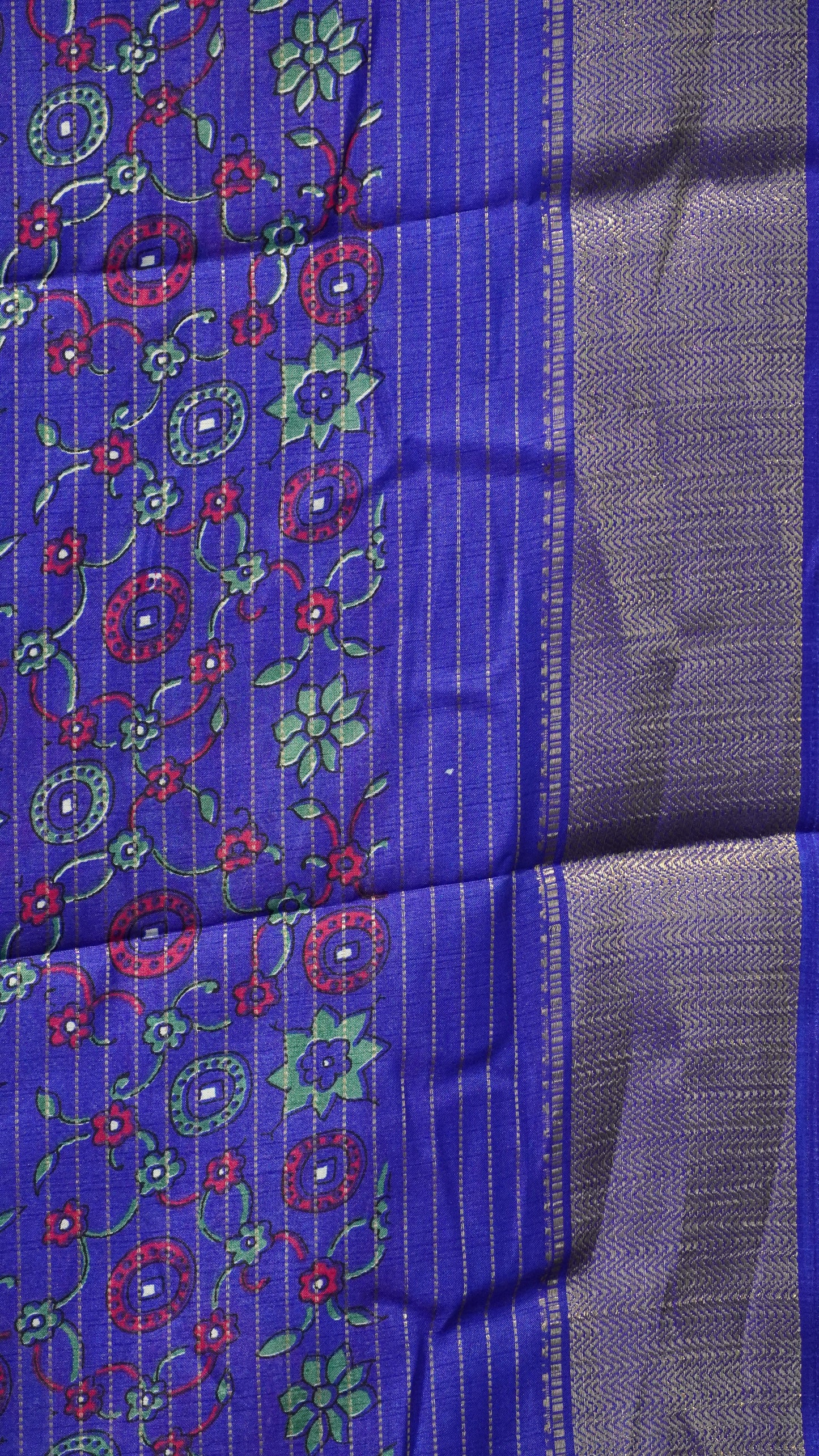 Dola Silk Saree Zari lines-Green