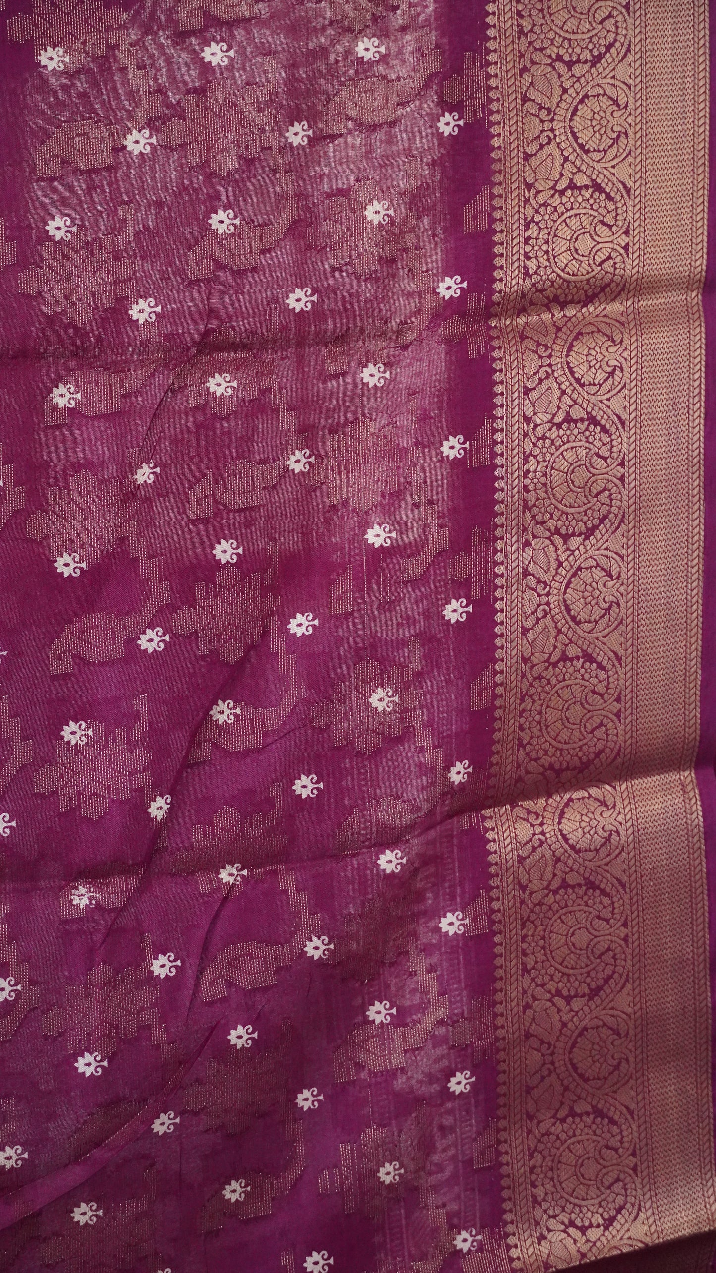 Dola Silk Saree Elephant print-Purple