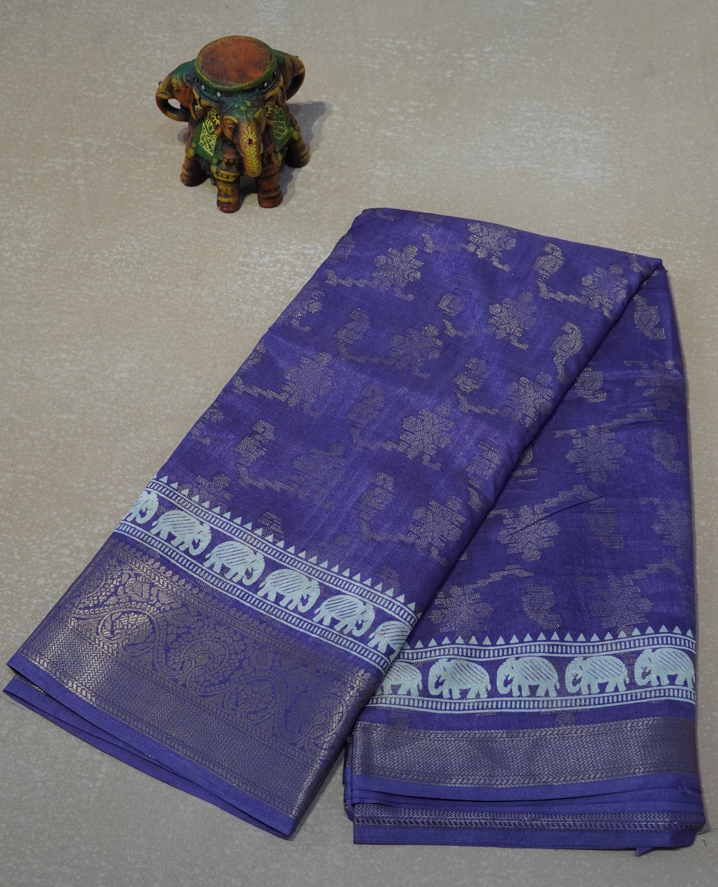 Dola Silk Saree Elephant print-Lavender
