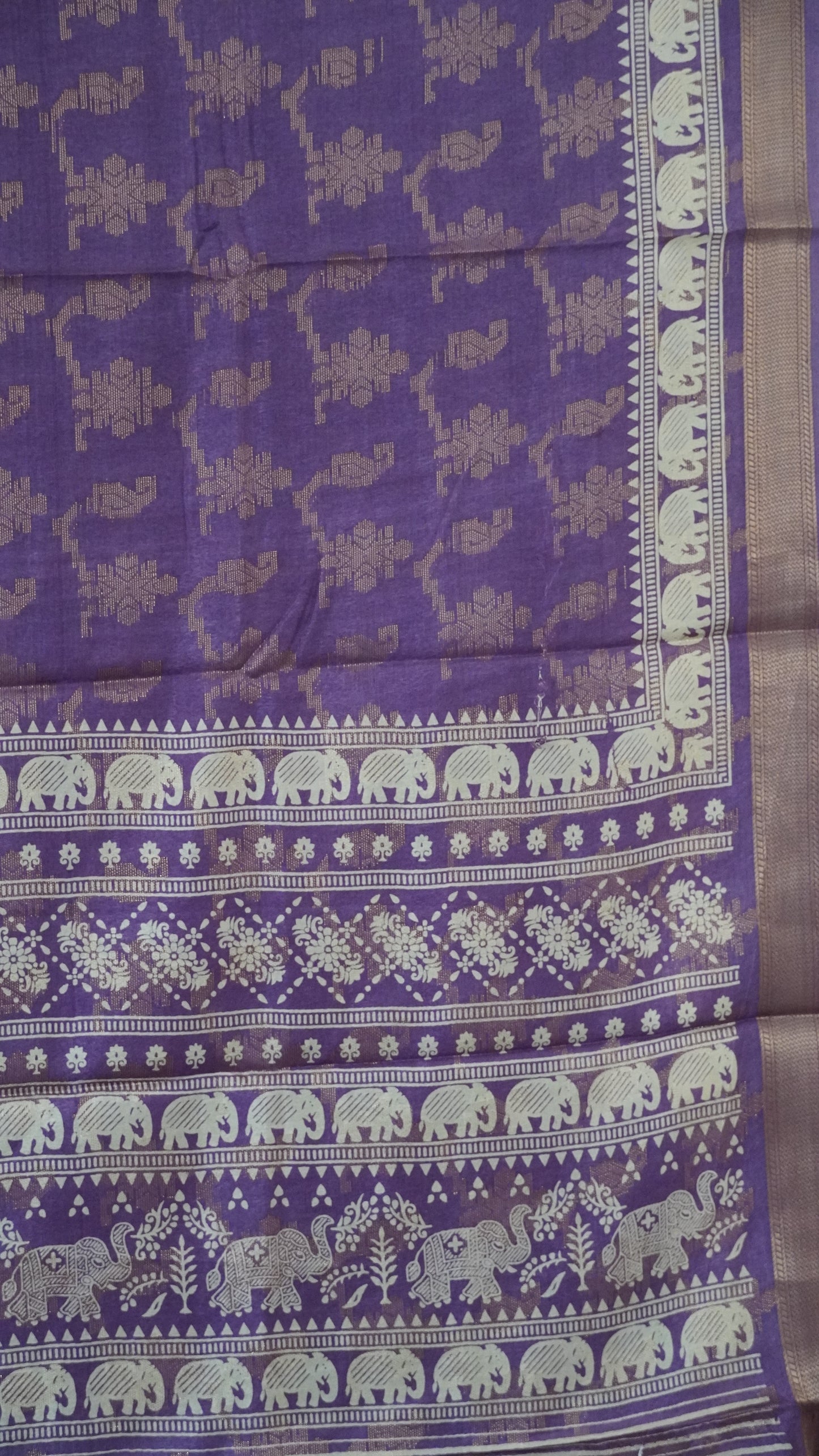 Dola Silk Saree Elephant print-Lavender