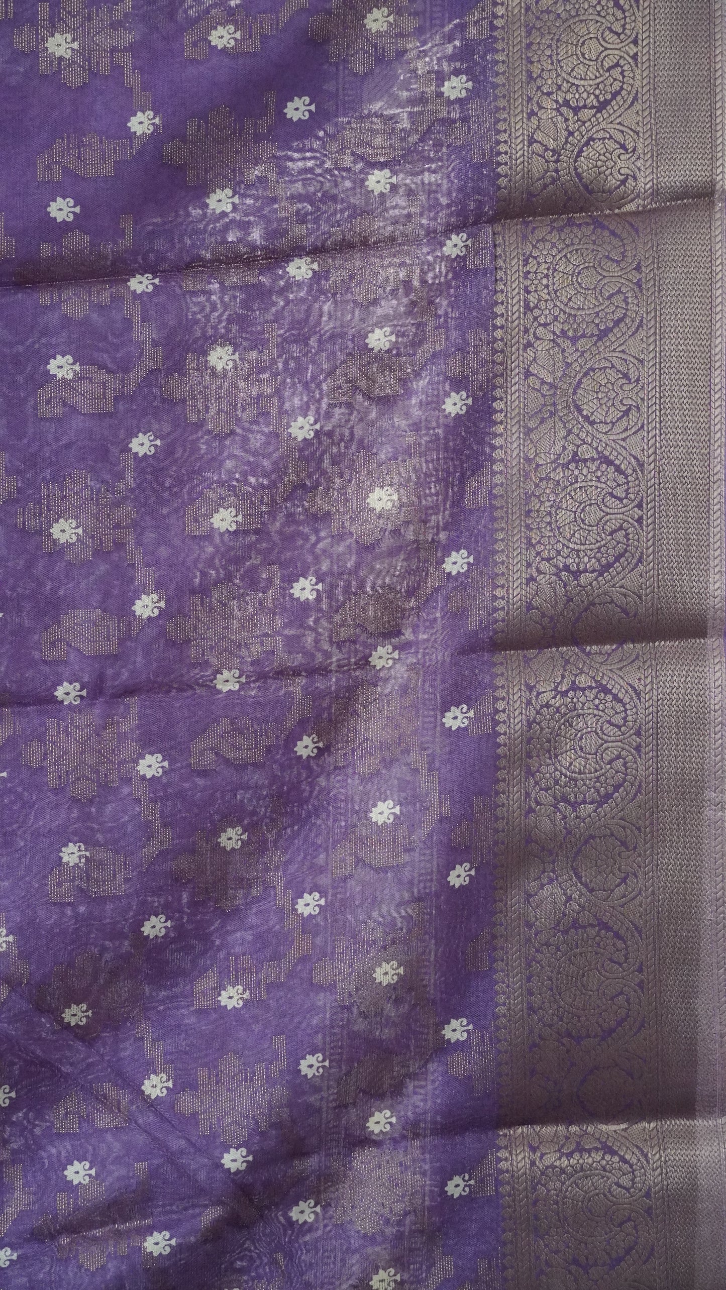Dola Silk Saree Elephant print-Lavender
