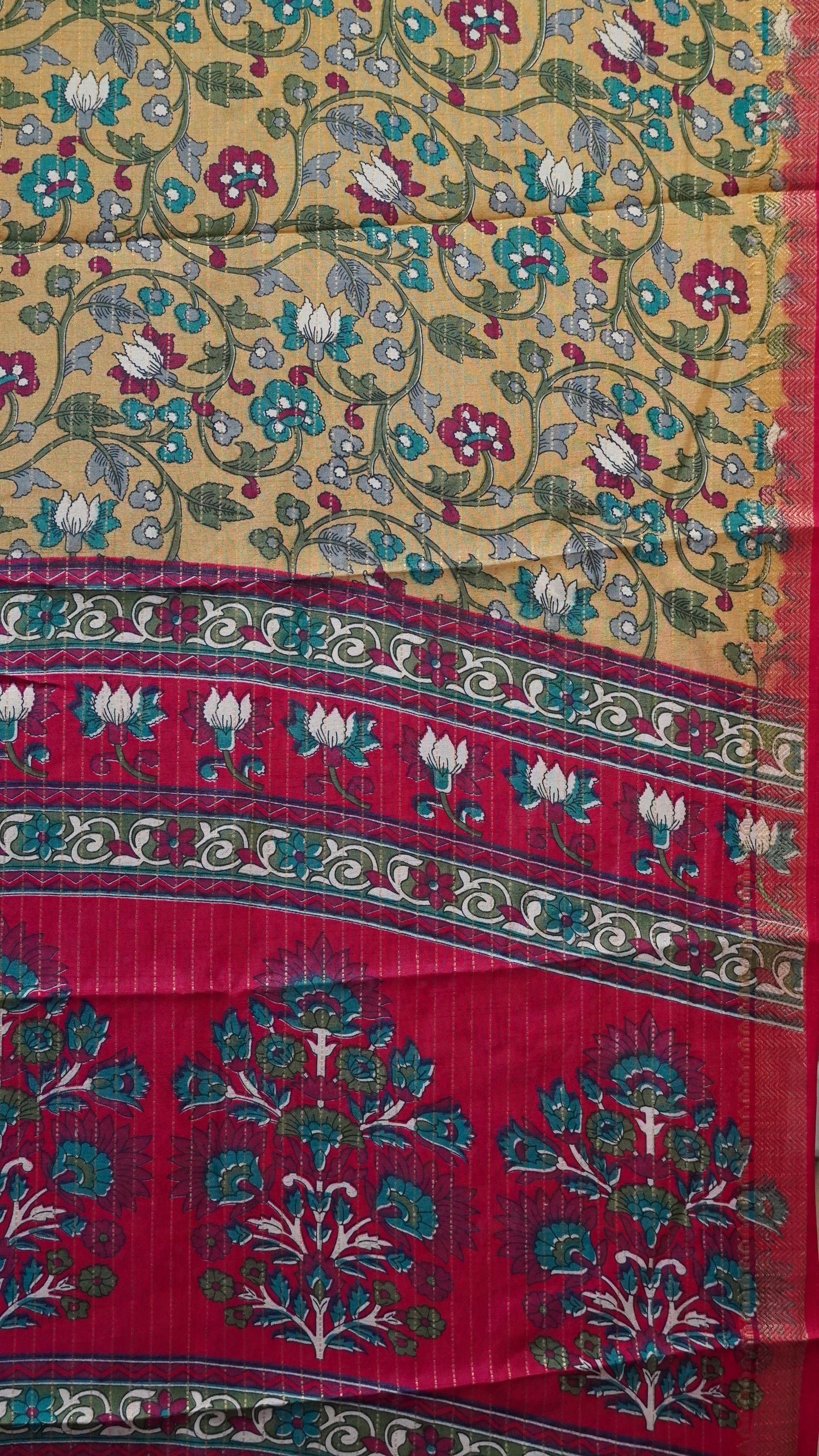 Dola Silk Saree Floral Zari Lines-Peach