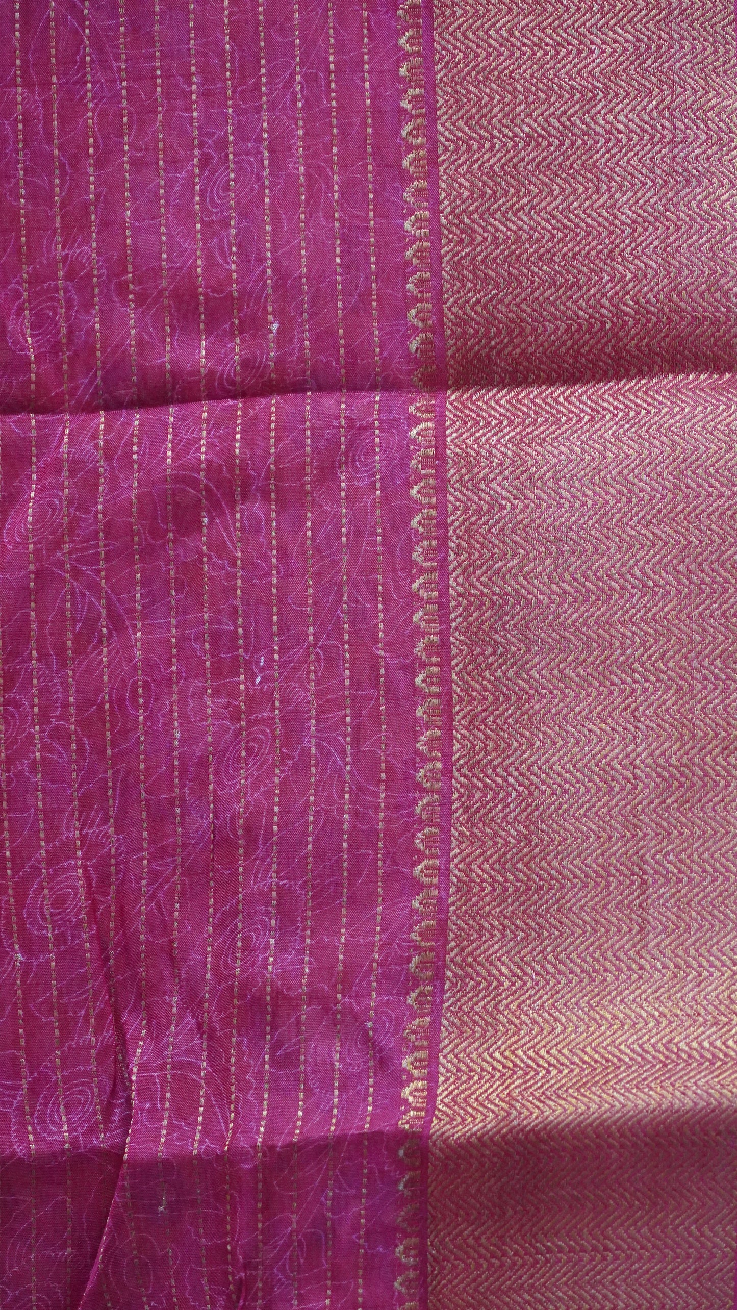 Dola Silk Saree Floral Zari Lines-Peach