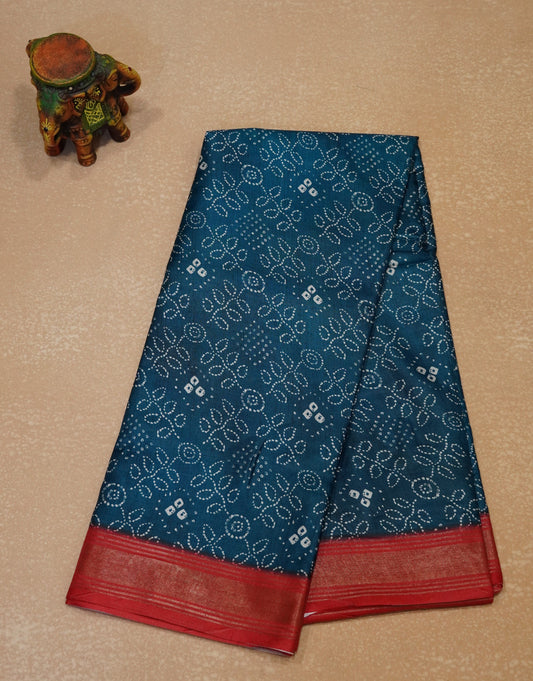 Dola Silk Saree Bandhini Print-Blue