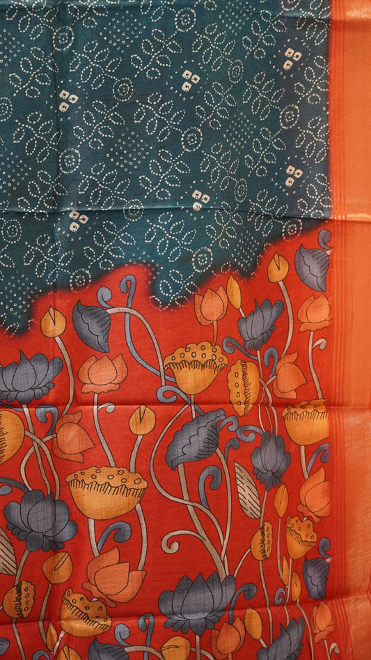 Dola Silk Saree Bandhini Print-Blue