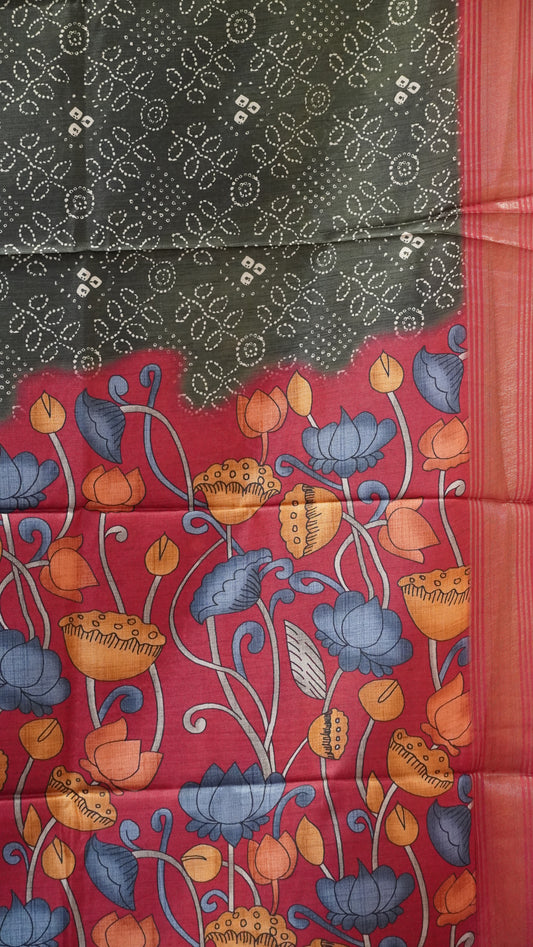 Dola Silk Saree Bandhini Print-Green