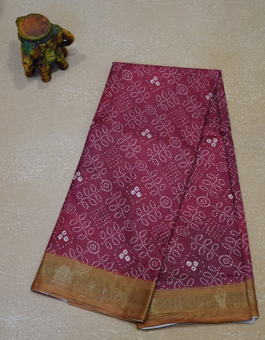 Dola Silk Saree Bandhini Print-Red