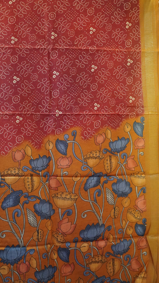 Dola Silk Saree Bandhini Print-Red