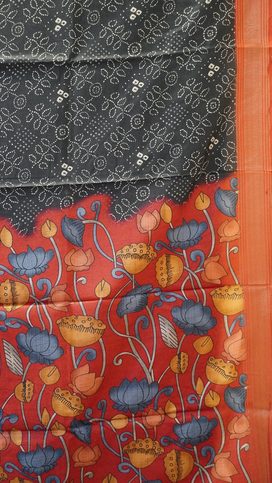 Dola Silk Saree Bandhini Print-Black