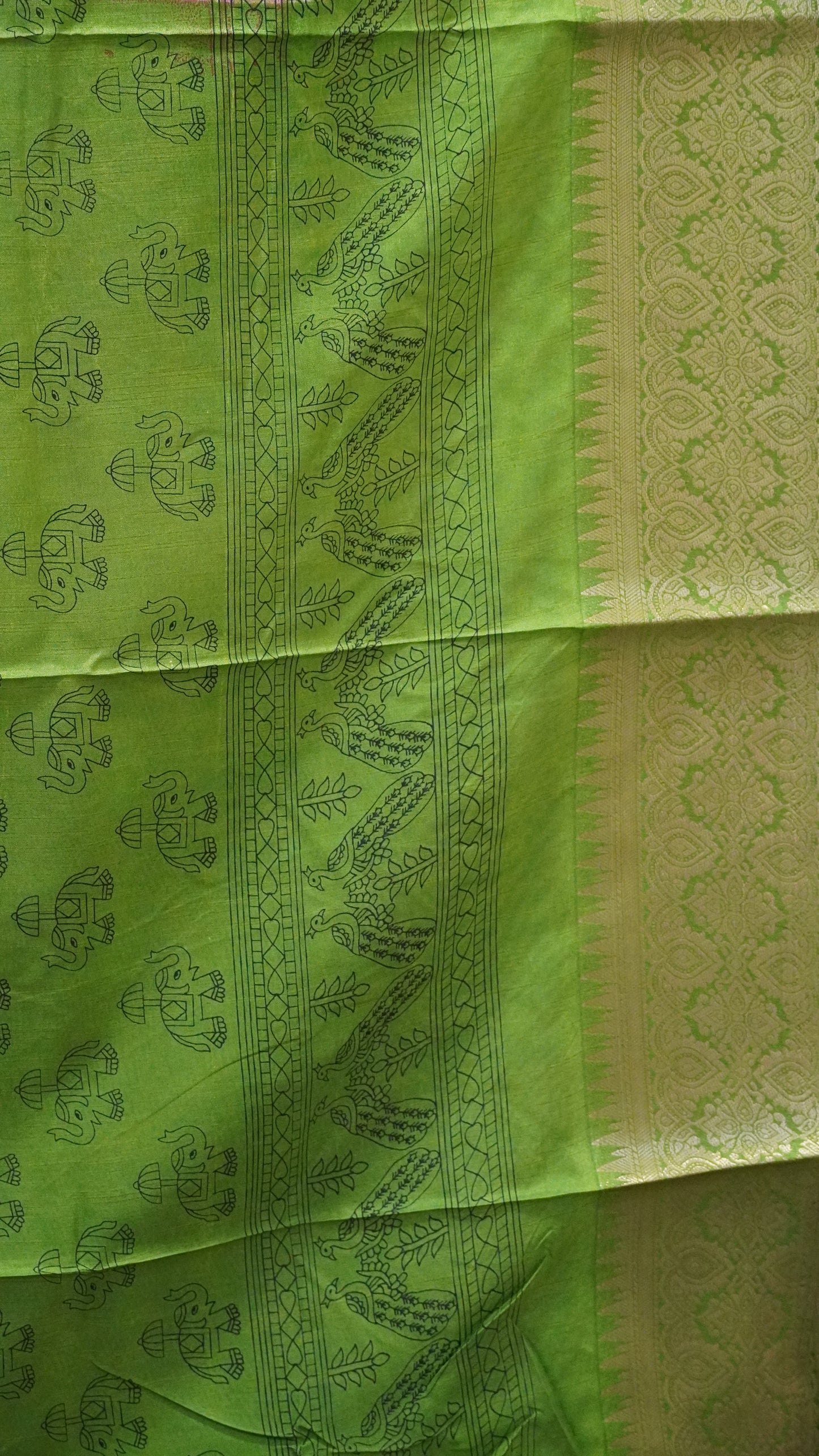 Dola Silk Saree Elephant Print-Pink