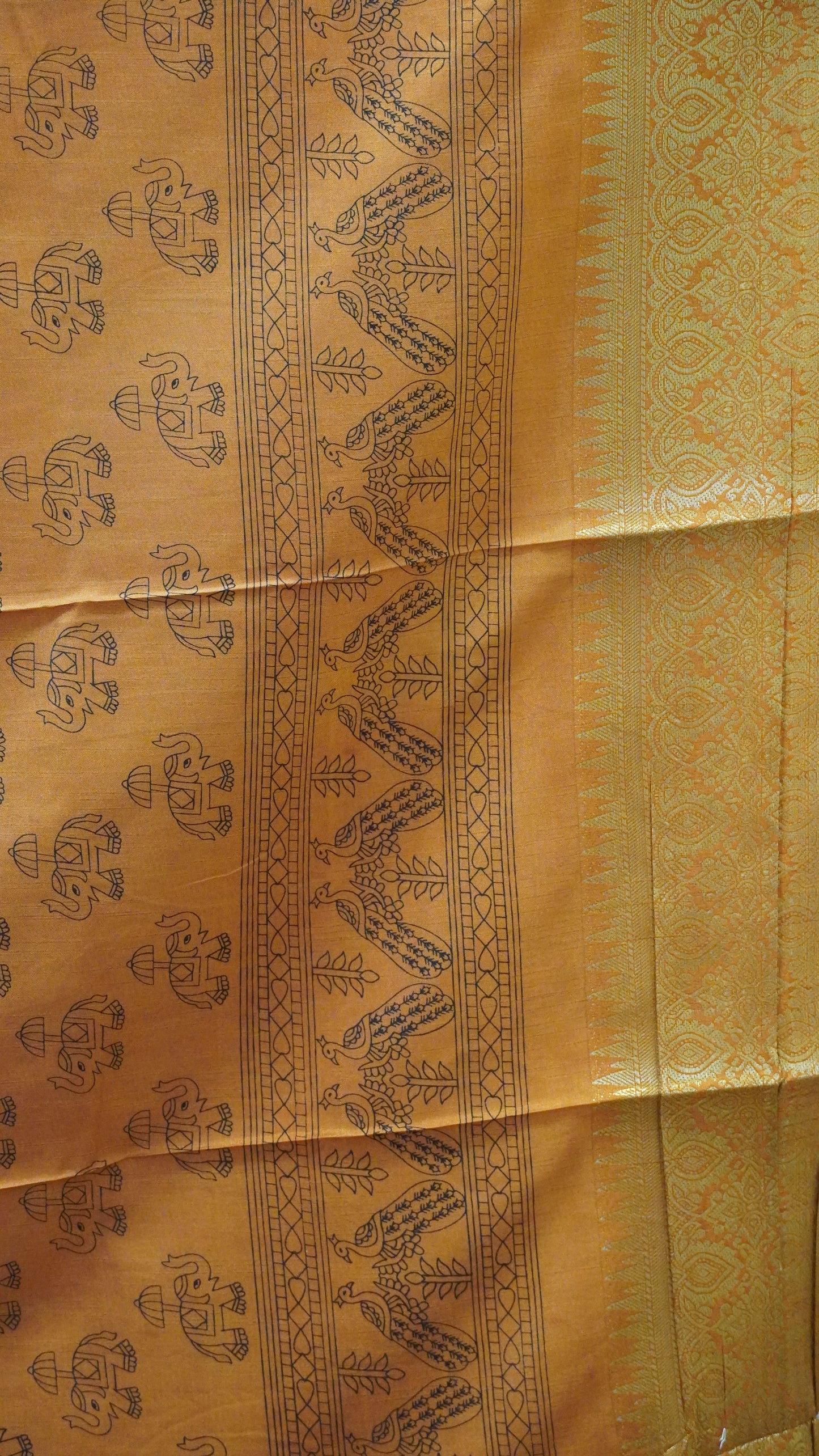 Dola Silk Saree Elephant Print-Blue