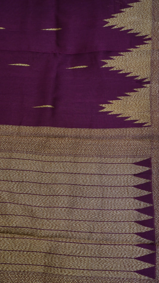 Banarasi Tussar - Tower Border Wine