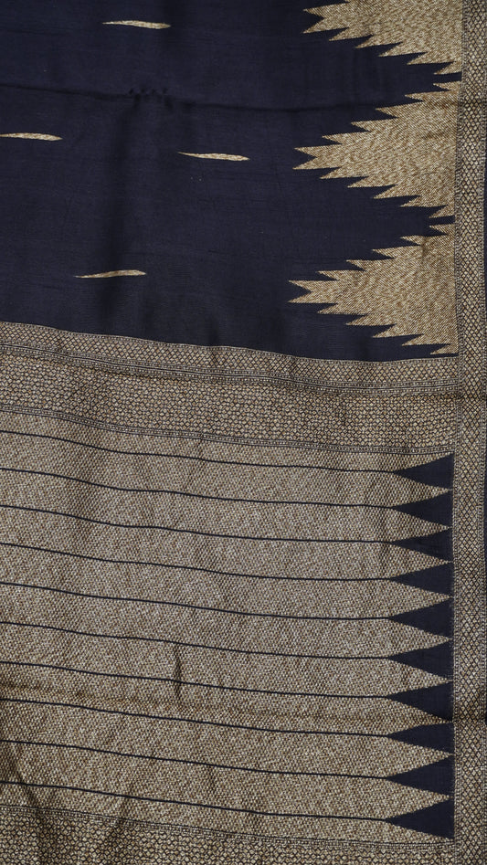 Banarasi Tussar - Tower Border Black