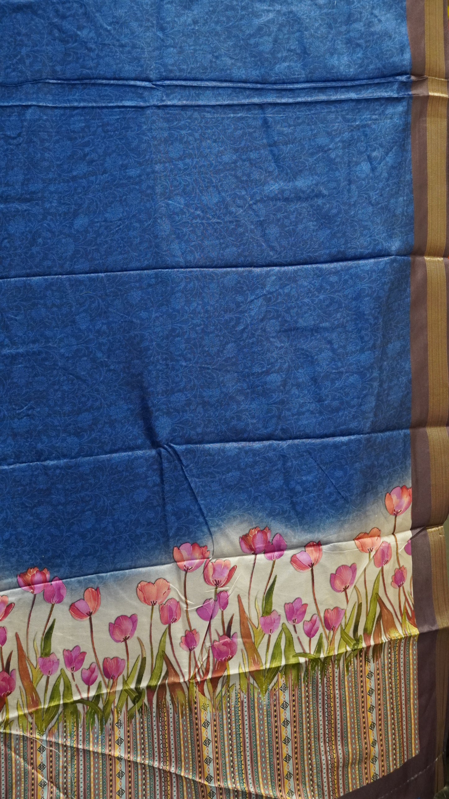 Dola Silk Saree Tulip Print-Blue