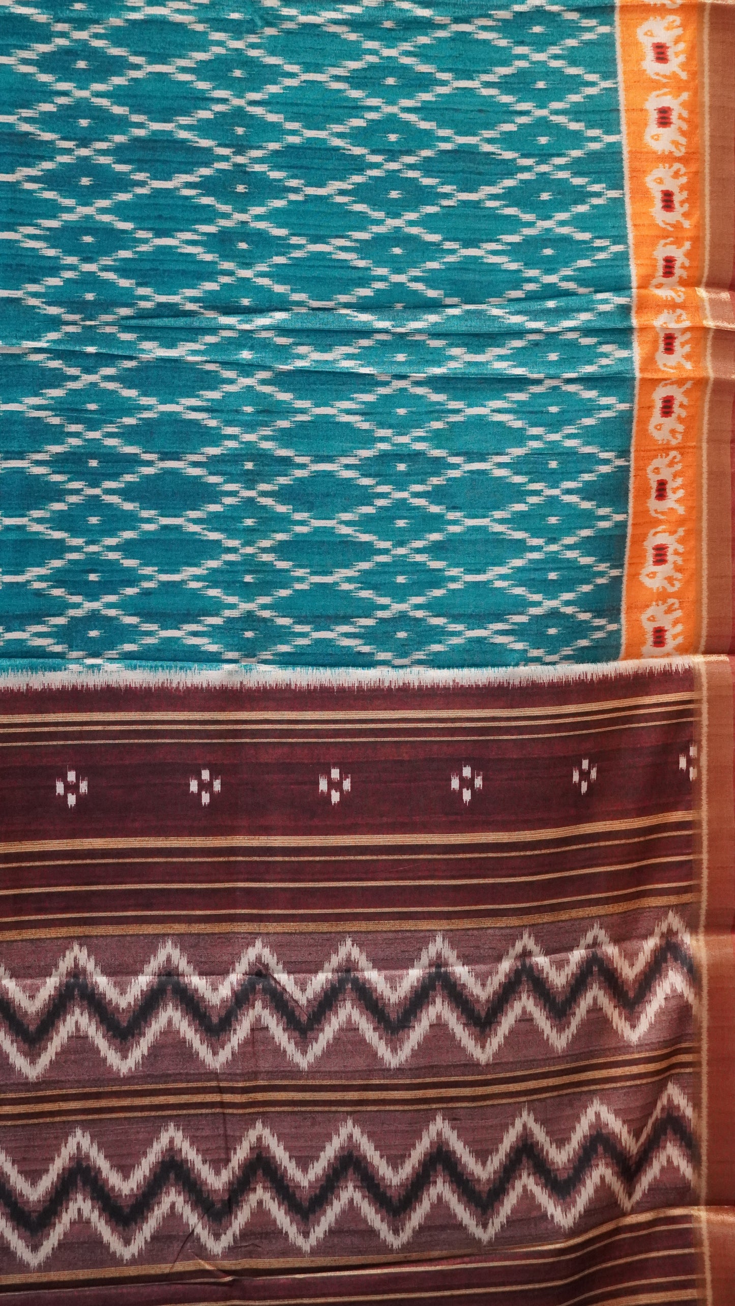 Dola Silk Saree Ikkat Print-Blue