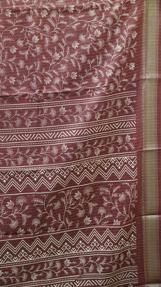 Dola Silk Saree Zari Lines-Maroon