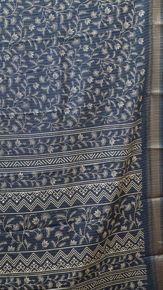 Dola Silk Saree Zari Lines-Blue