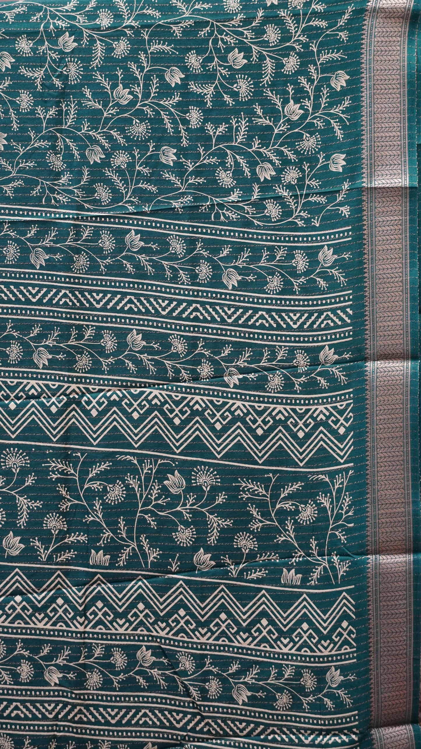 Dola Silk Saree Zari Lines-Dark Green